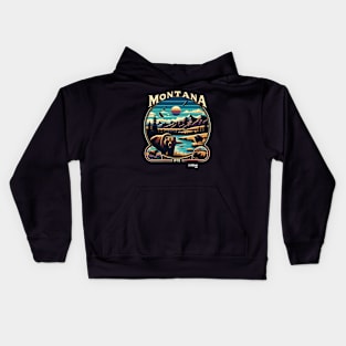 Montana's Majestic Wilds: Big Sky - American Vintage Retro style USA State Kids Hoodie